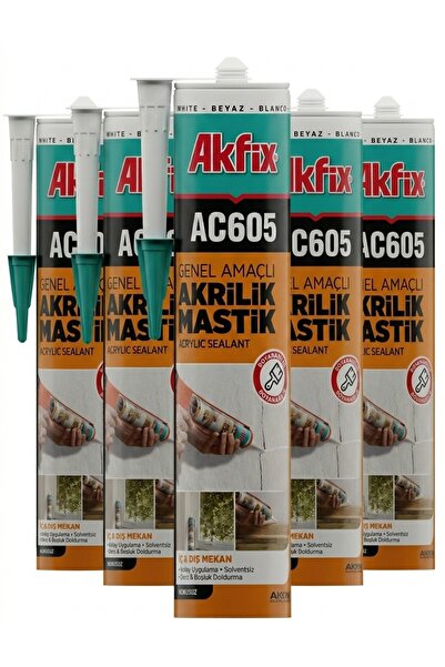 5 Adet AC605 Akrilik Mastik Beyaz 310 ml (Boyanabilir Derz Dolgusu)