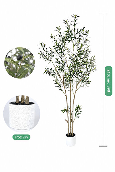 ZVEZVIA 210CM Artificial Olive Tree with Lifelike Branches & Fruits for Home,...