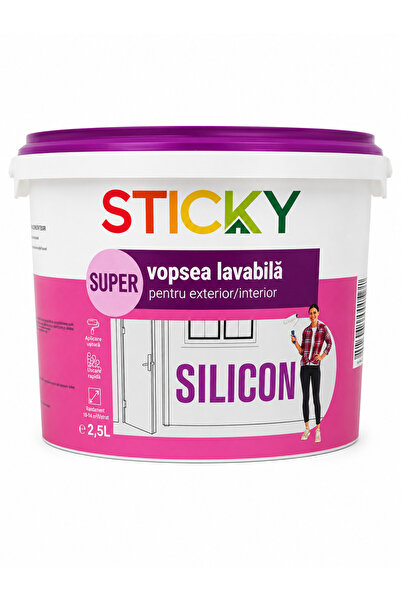 Sticky Vopsea superlavabila exterior/interior, Super Sticky, alba, 2.5 L