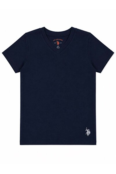 U.S. Polo Assn. Boy's V-Neck Short Sleeve T-Shirt 3-14 Years Dark Blue