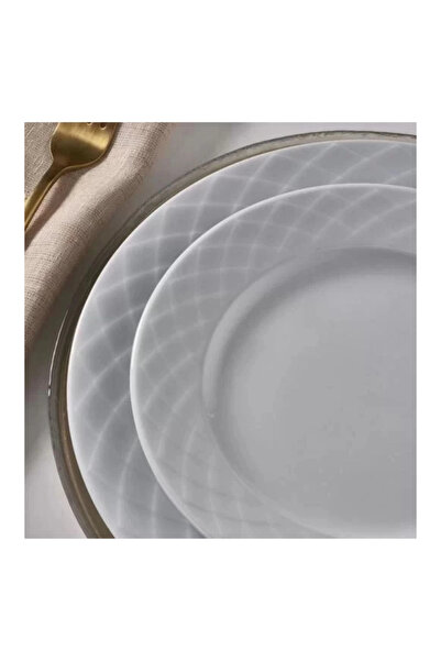 Güral Porselen Gönül Porselen Alfa Düz Beyaz Tabak 25 cm 6'lı