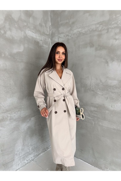 vesantia Women's Lined 6-Button Long Trench Coat