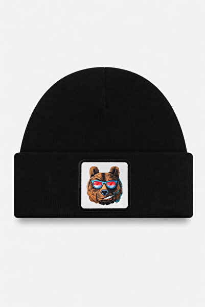 BlackBörk Black Children's Beret with Bear Logo