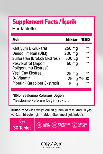 Ocean Dim Ultra — Diindolilmetan, Sülforafan & Kalsiyum D-Glukarat 30 Tablet