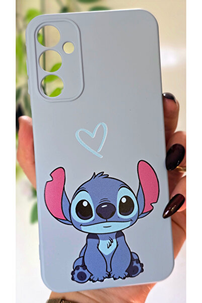 Magic Ring Samsung Galaxy A24 Uyumlu Stitch Desenli İçi Kadife Bebe Mavi Tele...