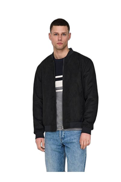 Only & Sons ONSLUCAS Jachetă bomber pentru bărbați, cu aspect de piele întoar...