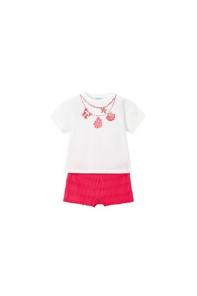MAYORAL Set tricou și pantaloni scurți pentru fete 3231 Roșu