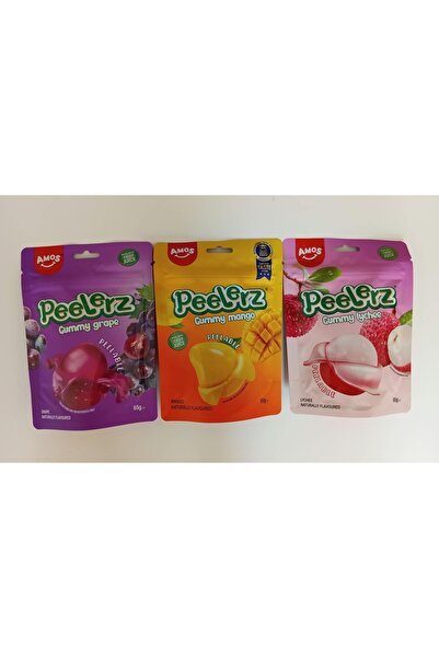 Amos pack of 3 pieces of Grape&Mango&Lychee jellies 3x65g