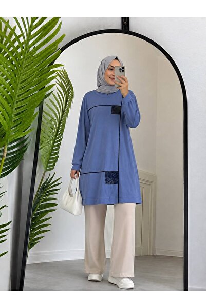 ÖZNE BUTİK Leather Detailed Tunic