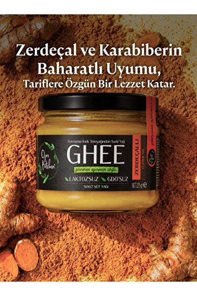 ojas kitchen Zerdeçallı Sade Yağ / Ghee 225 gr – Laktozsuz, Kazeinsiz, Gdo’ Suz – Saf Yağ / Sadeyağ