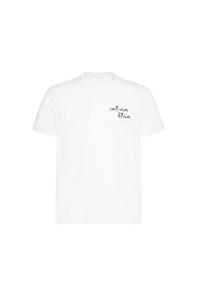 Calvin Klein BEYAZ LOGOLU BASKILI ERKEK T-SHIRT
