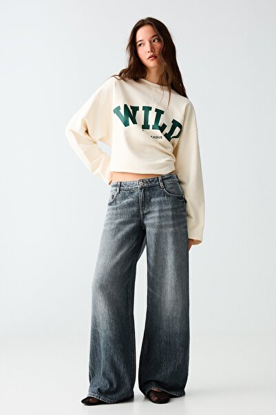 Bershka Düşük bel wide leg jean