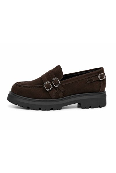 LOJO Γυναικεία Γνήσια Δερμάτινα Loafer Μποτάκια με Διπλή Αγκράφα Χοντρή Σόλα ...