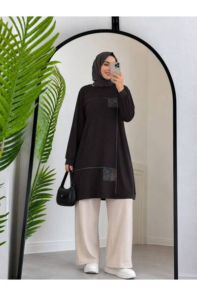 ÖZNE BUTİK Leather Detailed Tunic