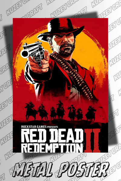 Kuzey Craft Red Dead Redemption 2 Metal Poster Duvar Tablosu Özel Tasarım Hed...