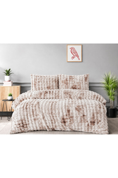 YÜNTEKS Merinos Diamond Fur Bubble Pattern Comforter Set, Double Comforter Se...
