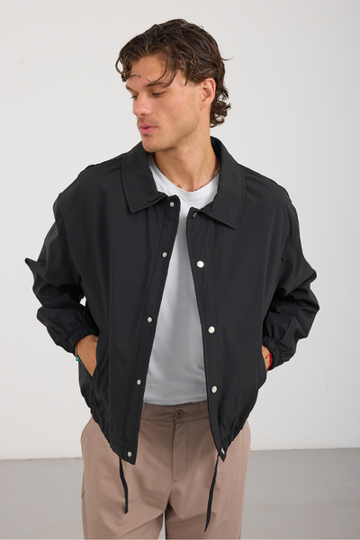 No Way Men's Quilted Buttoned Shirt Collar Thick Coat