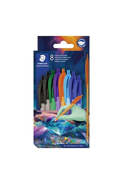 Staedtler Automatic Pen Set, 8 Pieces, Ergonomic, 1.0mm, Multicolor