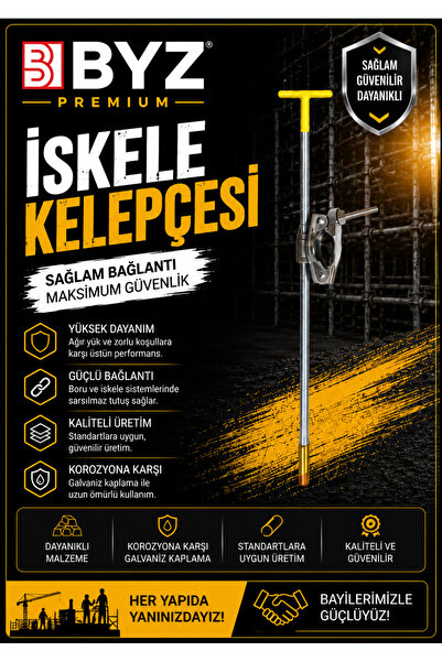 Byz Premium Profesyonel İskele Kelepçesi – Güçlü ve Güvenli Sabitleme 25'li