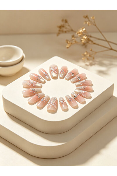 Generic Brand طقم أظافر صناعية فاخرة يدوية الصنع بتصميم فراشة كريستال ثلاثية ...