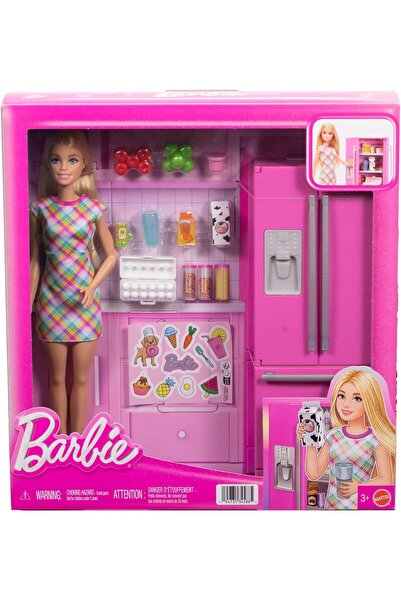Barbie Doll & Kitchen Playset with Refrigerator