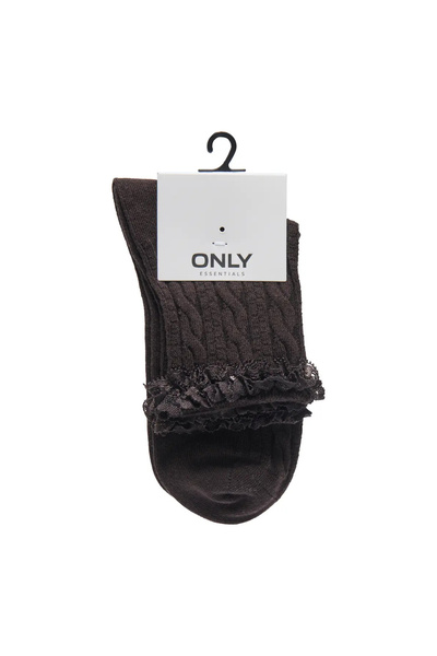 ONLY جوارب قطنية نسائية من Onolivia مزينة بالدانتيل 15364651 بني