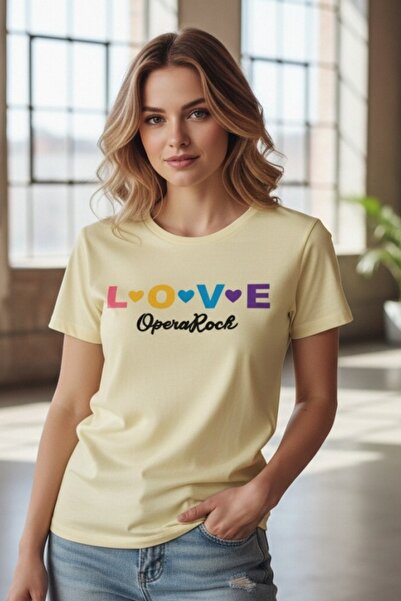 OEM Tricou de bumbac pentru femei cu imprimeu "LOVE OperaRock", TG-16