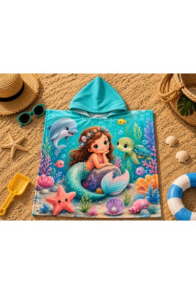 Dotamess Çocuk Panço Deniz ve Plaj Havlusu Kapşonlu 45×45 cm 0-3 Yaş