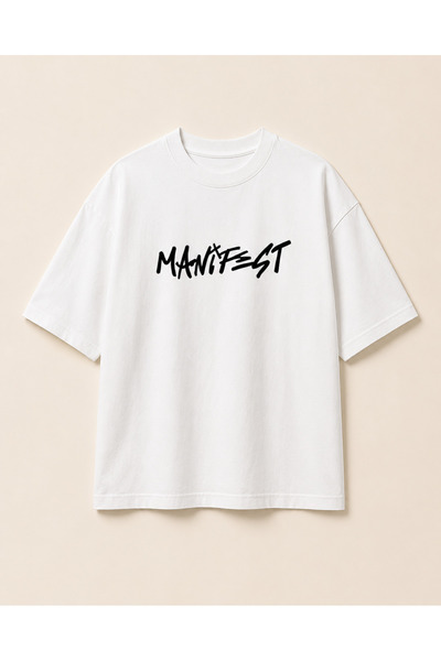 fingerjewerly Manifest Printed Oversize T-Shirt Unisex 80% Cotton Boxy Fit St...