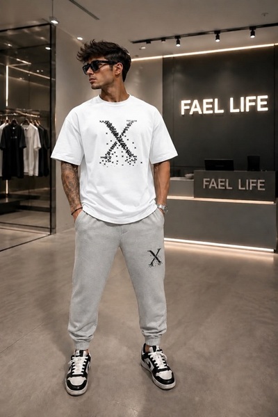 FAEL LİFE Unisex Comfortable Clothing T-Shirt and Sweatpants X Printed Set
