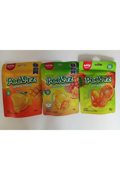 Amos pachet 3 bucăți jeleuri Mango&Pineapple&Orange 3x65g