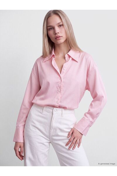 LC Waikiki Striped 100% Cotton Women's Shirt
