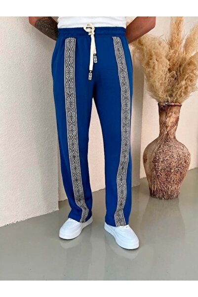 OUTFİT MAN Baggy Ethnic Pattern Tracksuit Navy Blue
