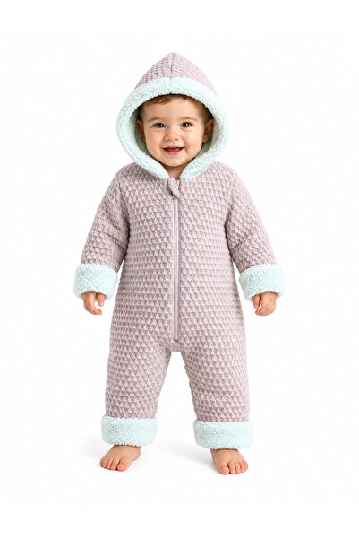 Chicsy Baby Tatlı Unisex Bebek Örgü Triko Tulum Welsoft Peluş Manşetli Kapüşo...