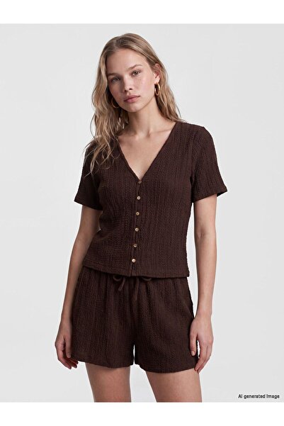 LC Waikiki V-Neck Textured Blouse