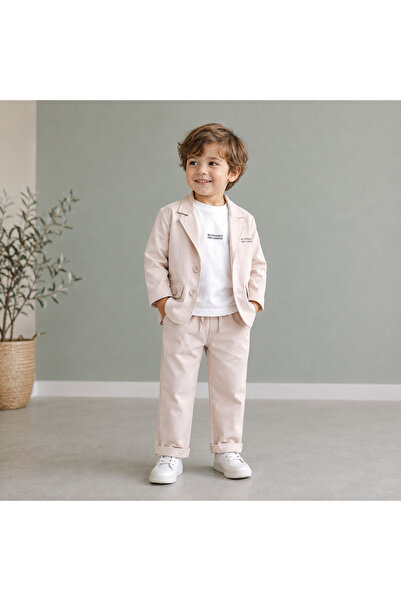 Hippıl Baby Erkek Bebek&Çocuk Pamuklu Ceket Pantolon Uzun Kol T-Shirt 3 lü Ta...