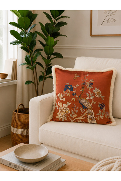 Decamor home Satin Fabric Tassel Detailed Living Room Cushion Cover