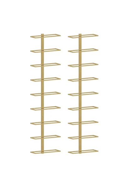 vidaxl 2 pcs gold iron wall-mounted wine rack for 9 bottles