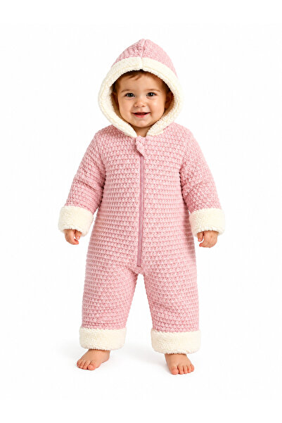 Chicsy Baby Tatlı Unisex Bebek Örgü Triko Tulum Welsoft Peluş Manşetli Kapüşo...