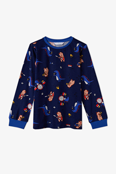 Penti Erkek Çocuk Mavi Capy-Jam Session Pamuklu Uzun Kollu 2'li Pijama Takımı