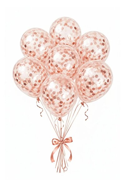 Onay Store 15 Pieces Transparent Rose Gold Confetti Balloon Set - Party - Bir...