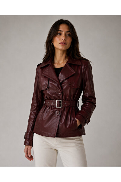 Velmora Leather Hakiki Deri Kadın-Ceket Astarlı-Kemerli