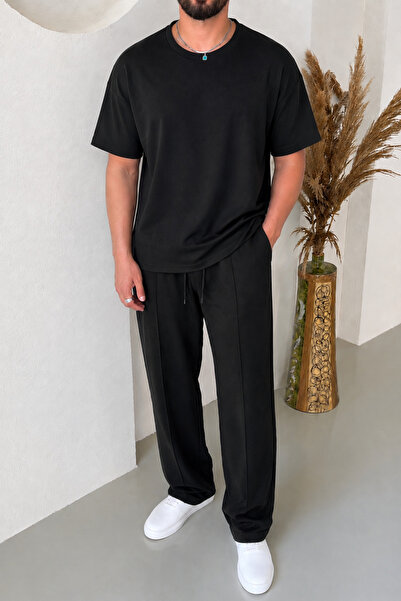 OUTFİT MAN Loose Short Sleeve Tracksuit Set Black