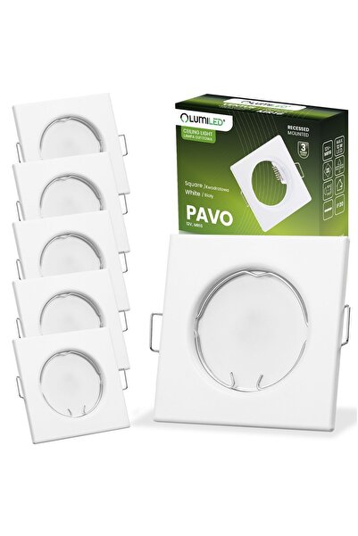 Lumiled 6x Corp de iluminat HALOGEN încastrat fix pătrat PAVO Alb MR16 GU10