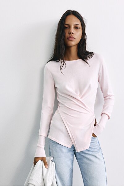 Pull & Bear Düğmeli kruvaze triko