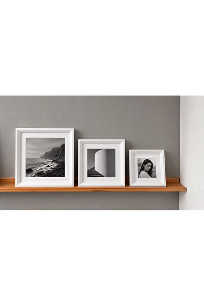 PRESTİJ ÇERÇEVE 3'lü Paspartulu Kare Fotoğraf Çerçevesi Seti 10x10 15x15 20x2...
