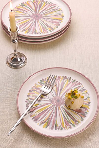 Rivaİstanbul Serene Flower Nordic 4-Piece Cake & Presentation Plate 22 cm