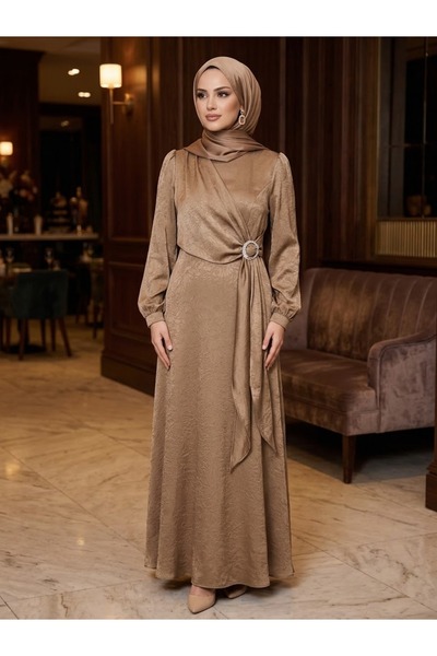 Avana collection Kuyruklu Kraş Saten Elbise