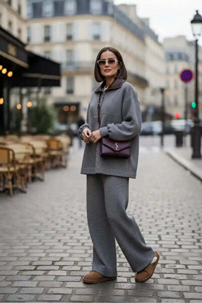 Aselim Hijap Moda Oslo Comfort Set – Selanik Kumaş İkili Takım Gri