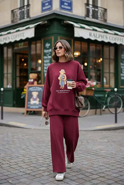Aselim Hijap Moda The Bear Sea Comfort Set Takım Bordo